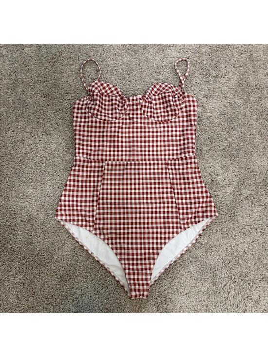 Reformation Other - Reformation Red Gingham One Piece Swimsuit Women’s Size M Retro Beachy Vacation